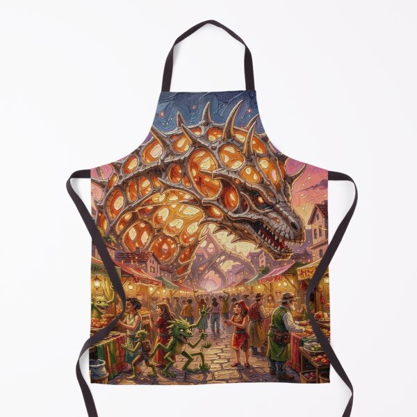 Item preview, Impasto Style – Surreal Fantasy Marketplace beneath the Skeletal Dragon Arch designed and sold by FotoworldEdel.