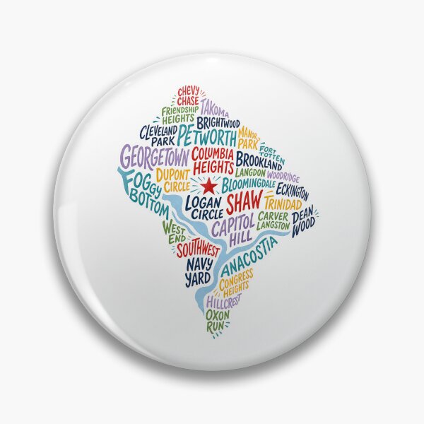 Item preview, Washington DC Neighborhood Map – Colorful Local Names designed and sold by Fenay Designs.