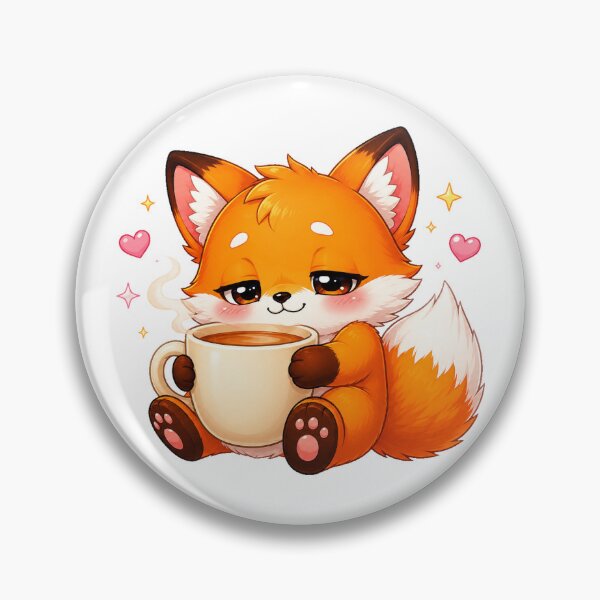 Item preview, Sleepy Kawaii Fox Hugging a Coffee Mug designed and sold by cat-and-pigeon.