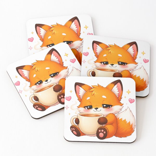 Item preview, Sleepy Kawaii Fox Hugging a Coffee Mug designed and sold by cat-and-pigeon.