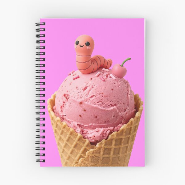 Item preview, Cute Pink Worm on Strawberry Ice Cream Cone designed and sold by enes_photography.