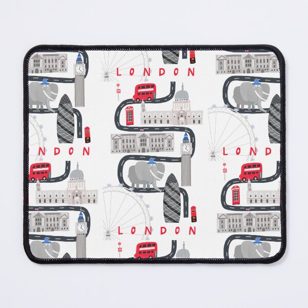 Item preview, London, Humorous Travel Poster with City Icons and Elephant Tourist designed and sold by Carla Daly.
