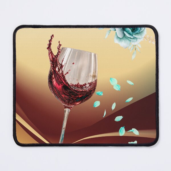 Item preview, Luxury Red Wine Glass with Teal Roses designed and sold by Black Signal.