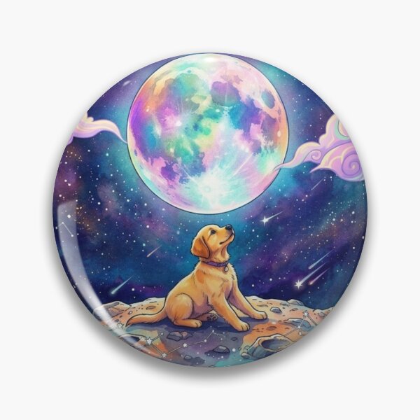 Item preview, Cute Cosmic Space Dog Moon Retro Vaporwave Poster designed and sold by littleearty.