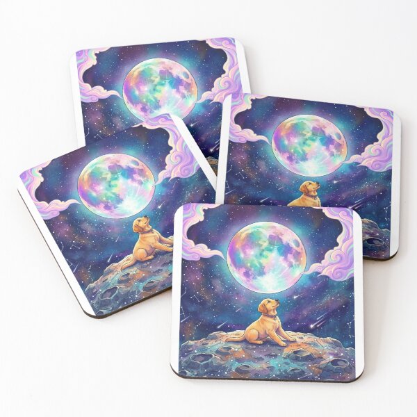 Item preview, Cute Cosmic Space Dog Moon Retro Vaporwave Poster designed and sold by littleearty.