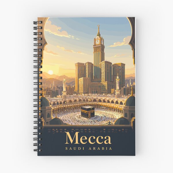 Item preview, Mecca Saudi Arabia Vintage Travel Poster – Kaaba and Clock Tower designed and sold by Fadawich.