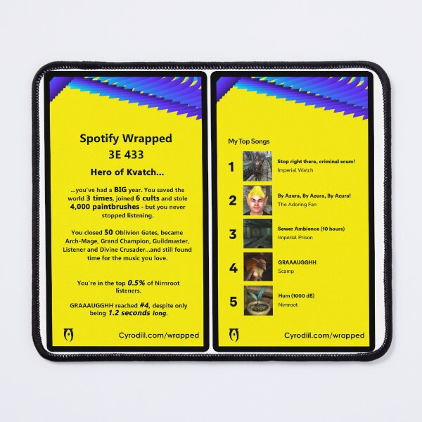 Item preview, Oblivion Spotify Wrapped - Elder Scrolls meme designed and sold by DaedricMemes.