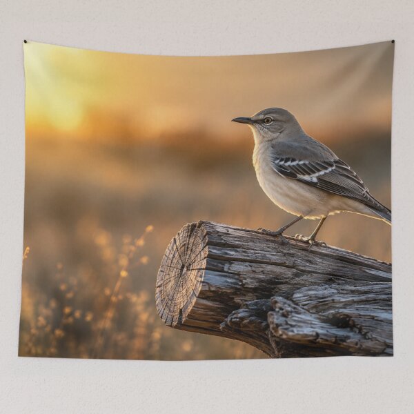 Item preview, Golden Hour Mockingbird on Weathered Wood designed and sold by Kimberly Palmer.
