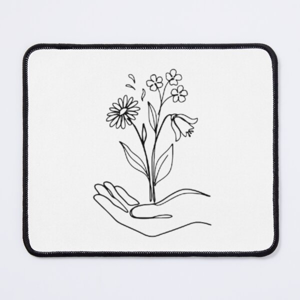 Item preview, Minimalist Hands Holding Wildflower Bouquet Line Art designed and sold by TeeDesignMaster.