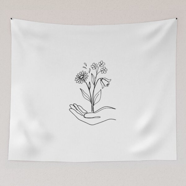 Item preview, Minimalist Hands Holding Wildflower Bouquet Line Art designed and sold by TeeDesignMaster.