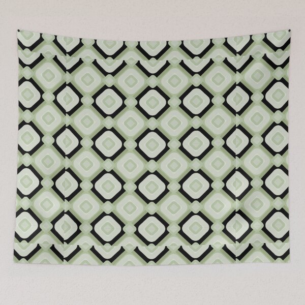 Item preview, Mid Century Retro Sage and Olive Green Geometric Diamond Pattern designed and sold by Jyoti-Quotes.