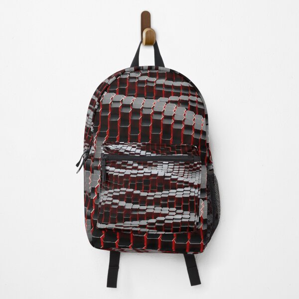 Item preview, Black and Red Hexagon Column Tech Wave Pattern designed and sold by Aimaniia666.