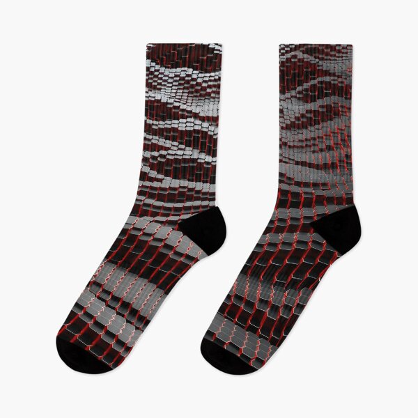 Item preview, Black and Red Hexagon Column Tech Wave Pattern designed and sold by Aimaniia666.