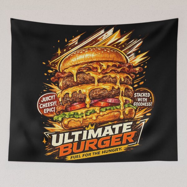 Item preview, Ultimate Burger: Fuel For The Hungry Stacked Cheeseburger Design designed and sold by irfanshikh.