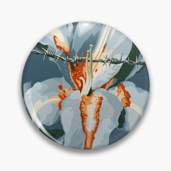 Item preview, Barbed Wire Lily Illustration | Surreal Floral Art | White Lily with Thorn Fence | Dark Botanical Artwork | Symbolic Nature Design designed and sold by minbadesign.