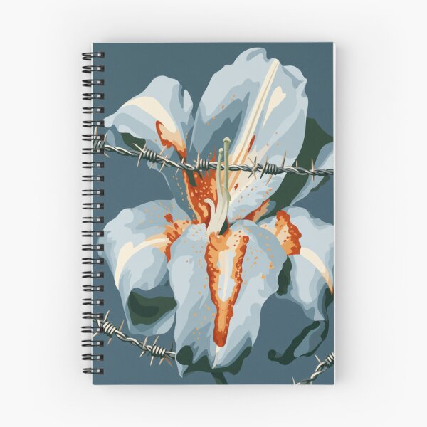 Item preview, Barbed Wire Lily Illustration | Surreal Floral Art | White Lily with Thorn Fence | Dark Botanical Artwork | Symbolic Nature Design designed and sold by minbadesign.