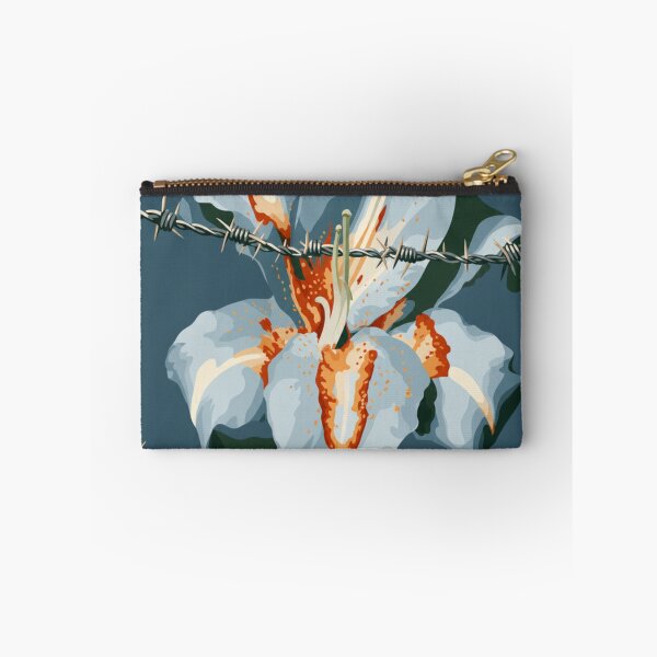 Item preview, Barbed Wire Lily Illustration | Surreal Floral Art | White Lily with Thorn Fence | Dark Botanical Artwork | Symbolic Nature Design designed and sold by minbadesign.