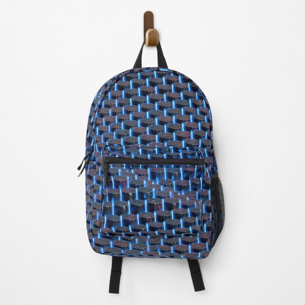 Item preview, Black and Blue Hexagon Column Tech Wave Pattern designed and sold by Aimaniia666.