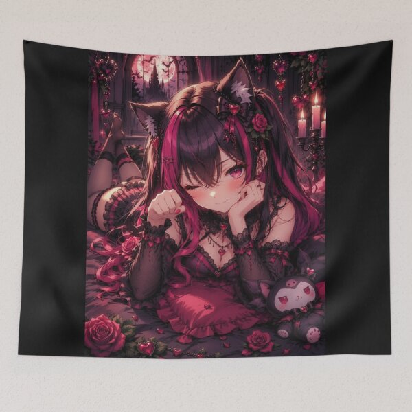 Item preview, Meow Come Closer – Dark Rose Neko Girl Gothic Aesthetic designed and sold by Revyra Design .