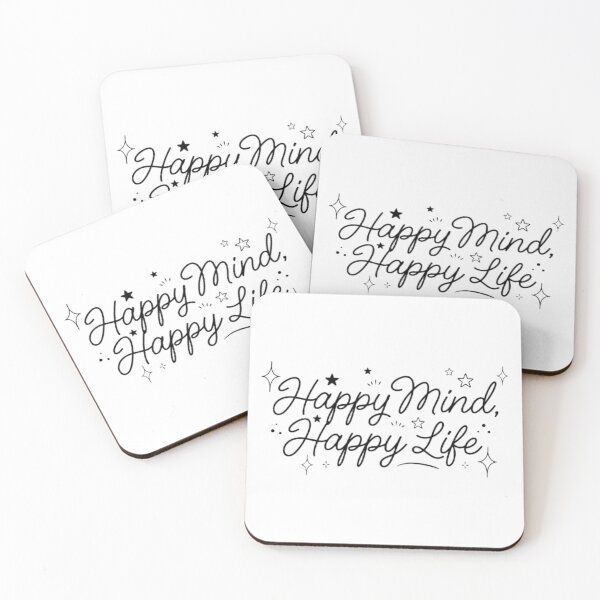 Artikelvorschau, Happy Mind Happy Life Retro Wavy Groovy Typography entworfen und verkauft von smartlogo_factory.