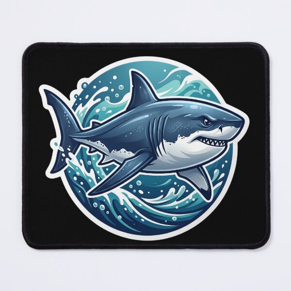 Item preview, Great White Shark Ocean Sticker | Fierce Shark Illustration | Marine Life Graphic | Ocean Waves Design | Shark Lover Gift designed and sold by Bhaskar Digital Art.