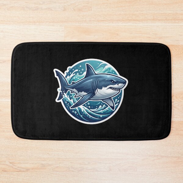 Item preview, Great White Shark Ocean Sticker | Fierce Shark Illustration | Marine Life Graphic | Ocean Waves Design | Shark Lover Gift designed and sold by Bhaskar Digital Art.