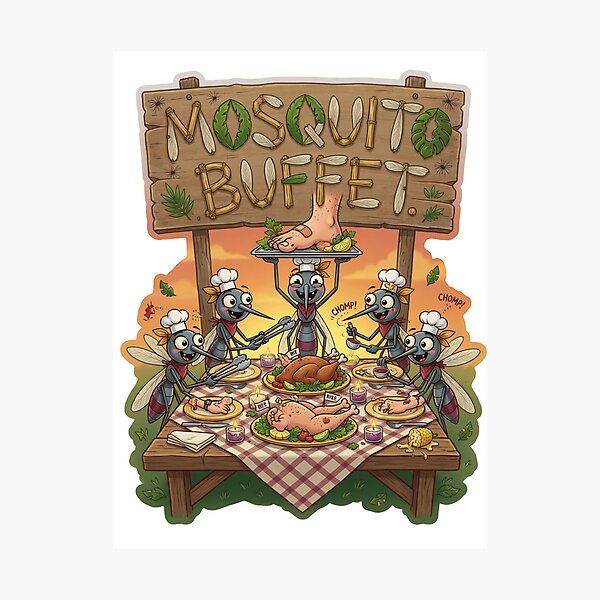 Item preview, Mosquito Buffet Funny Summer Sticker Souvenir Summer Edition designed and sold by Imaginarium of Chaos falcon88 .