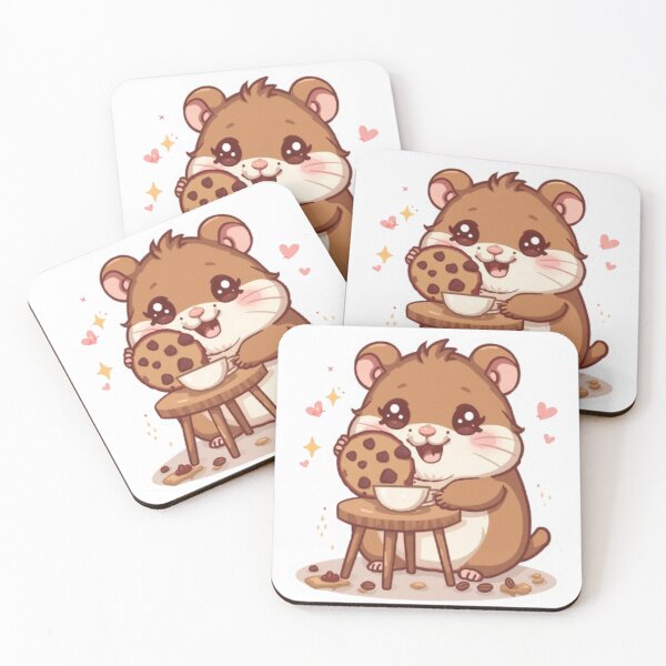 Item preview, Adorable Hamster with Cookie & Latte | Cozy Café Kawaii Sticker designed and sold by Stylestickers55.