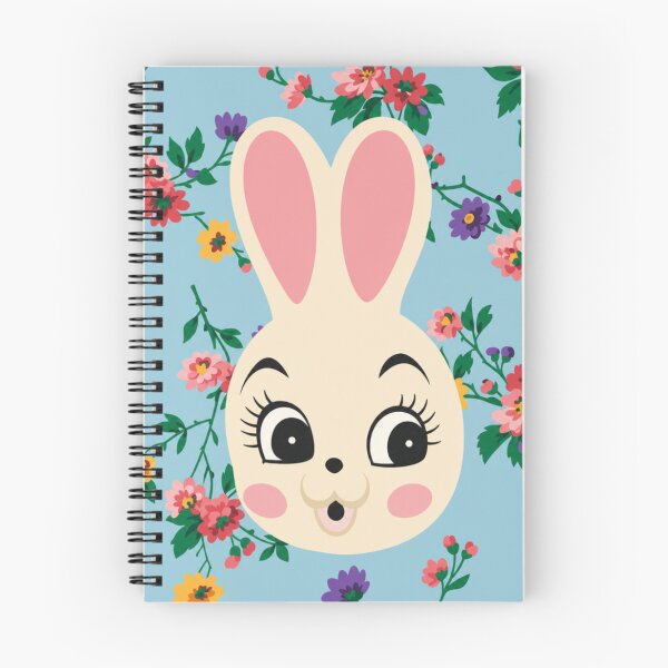 Item preview, Cute Bunny Face with Floral Background | Kawaii Rabbit Illustration | Spring Aesthetic Art designed and sold by minbadesign.