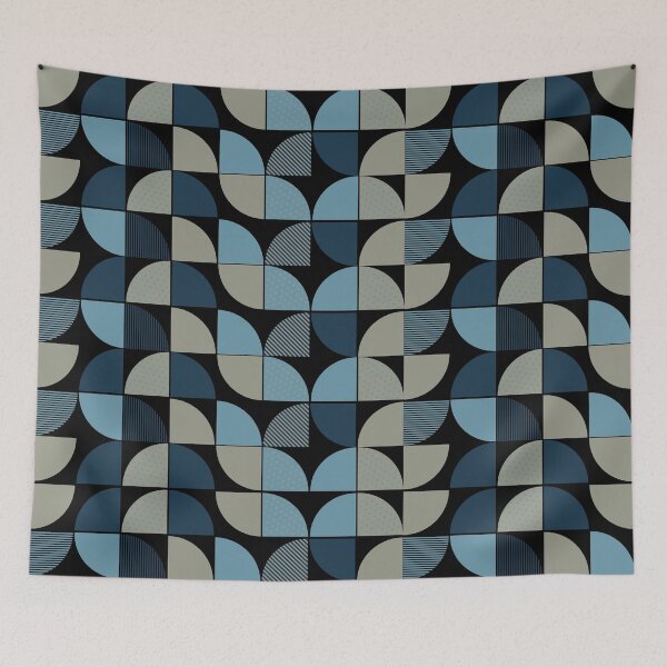 Item preview, Mid Century Modern Slate Blue and Taupe Geometric Pattern designed and sold by Jyoti-Quotes.