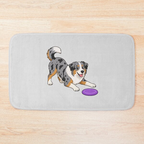 Item preview, Cartoon image of Cheerful Australian Shepherd with Frisbee. designed and sold by Stef Ringoot, cartoons and illustrations.
