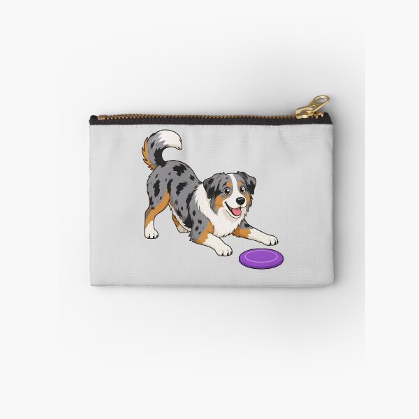 Item preview, Cartoon image of Cheerful Australian Shepherd with Frisbee. designed and sold by Stef Ringoot, cartoons and illustrations.