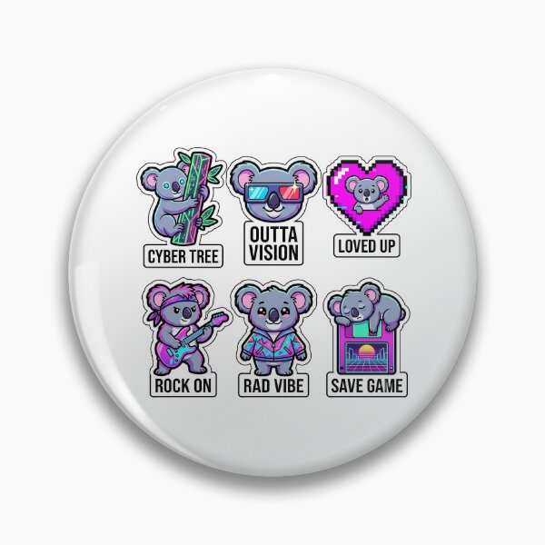 Item preview, Retro Cyber Koala Sticker Pack - Vintage Neon & Bear Puns designed and sold by SimpleP.