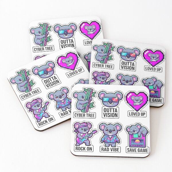 Item preview, Retro Cyber Koala Sticker Pack - Vintage Neon & Bear Puns designed and sold by SimpleP.