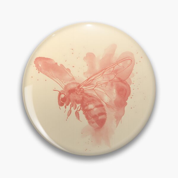 Item preview, Watercolour Bee Art Print — Coral and Beige Bumblebee Painting designed and sold by calamarisky.