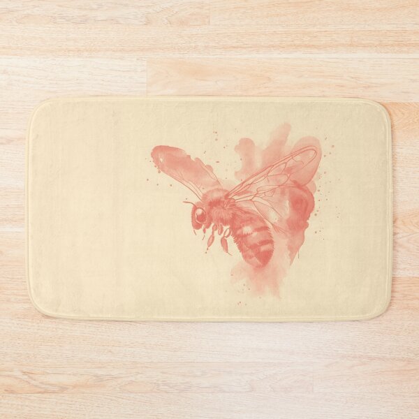 Item preview, Watercolour Bee Art Print — Coral and Beige Bumblebee Painting designed and sold by calamarisky.