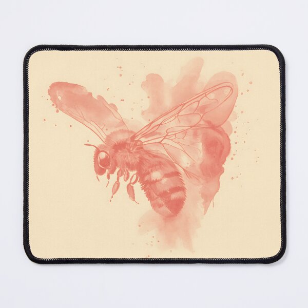 Item preview, Watercolour Bee Art Print — Coral and Beige Bumblebee Painting designed and sold by calamarisky.