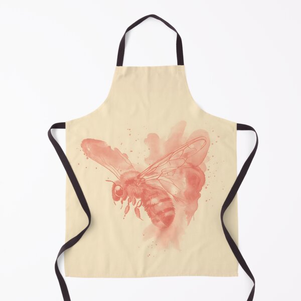 Item preview, Watercolour Bee Art Print — Coral and Beige Bumblebee Painting designed and sold by calamarisky.