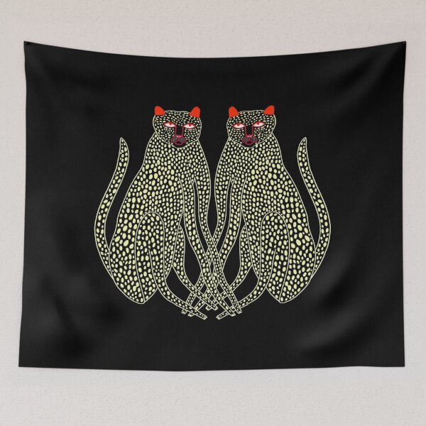 Item preview, Symmetrical Twin Cheetahs Graphic Art designed and sold by MOONE FLOWER.