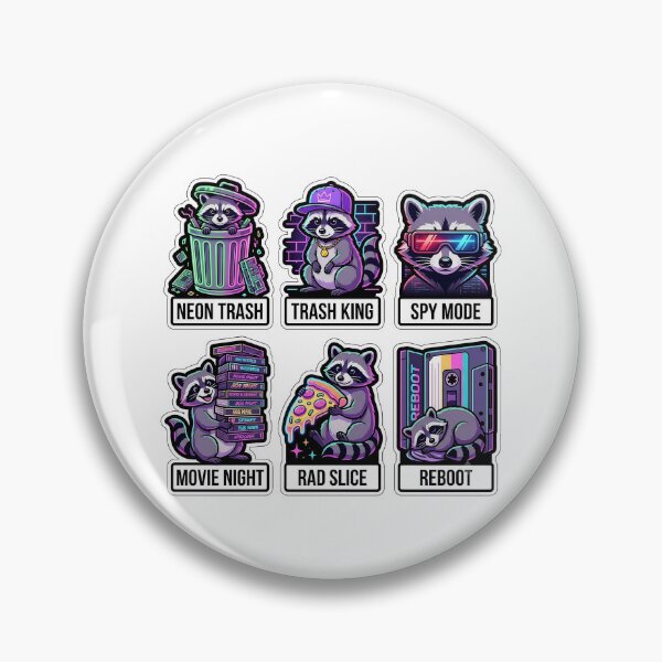 Item preview, Retro Raccoon Sticker Pack - Vintage Neon & Bandit Puns designed and sold by SimpleP.