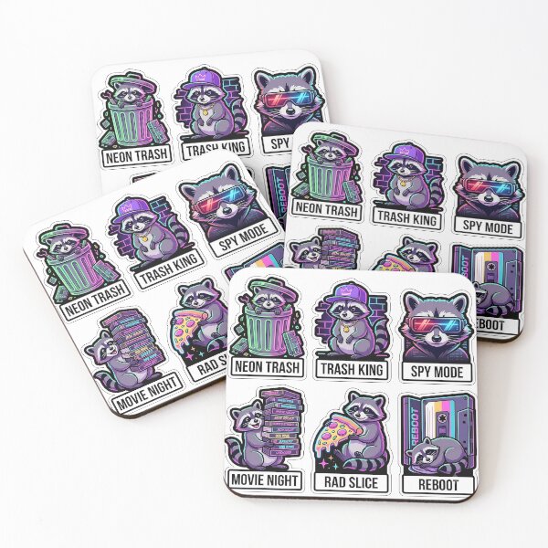 Item preview, Retro Raccoon Sticker Pack - Vintage Neon & Bandit Puns designed and sold by SimpleP.