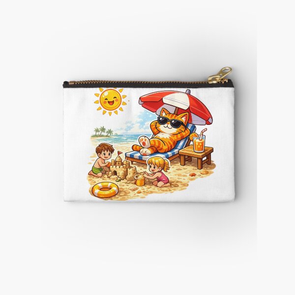 Item preview, Lazy Orange Beach Cat Relaxing Under a Sunny Umbrella designed and sold by SketchPalet.