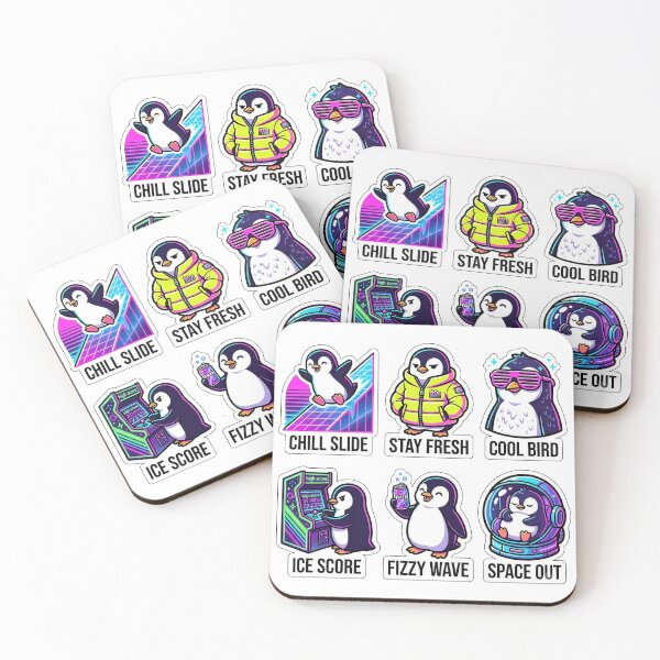 Item preview, Retro Synth Penguin Sticker Pack - Vintage Neon & Chill Puns designed and sold by SimpleP.
