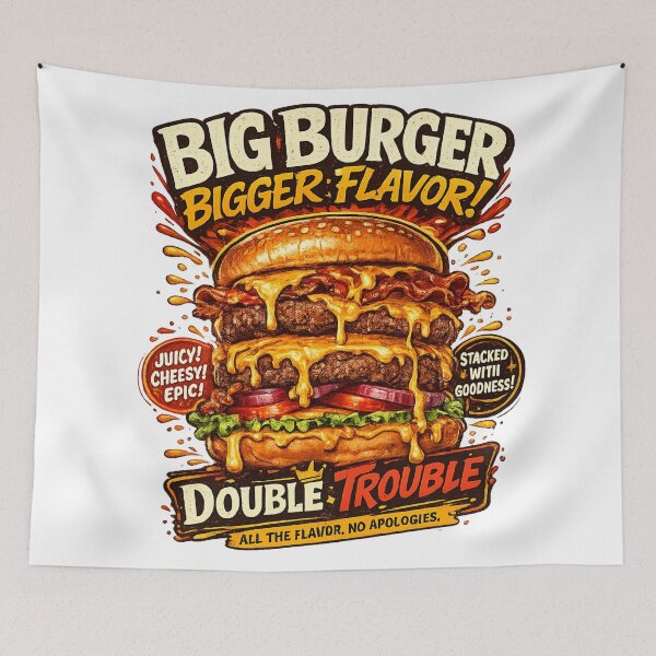 Item preview, Big Burger Bigger Flavor: Double Trouble All The Flavor Design designed and sold by irfanshikh.
