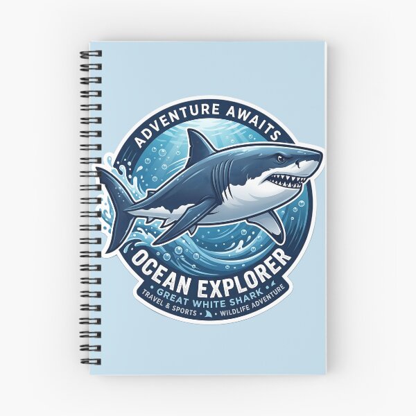 Item preview, Great White Shark Ocean Explorer Sticker | Adventure Awaits Shark Design | Marine Life Travel Graphic | Ocean Wildlife Gift designed and sold by Bhaskar Digital Art.