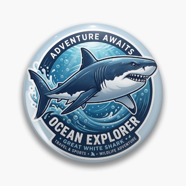 Item preview, Great White Shark Ocean Explorer Sticker | Adventure Awaits Shark Design | Marine Life Travel Graphic | Ocean Wildlife Gift designed and sold by Bhaskar Digital Art.