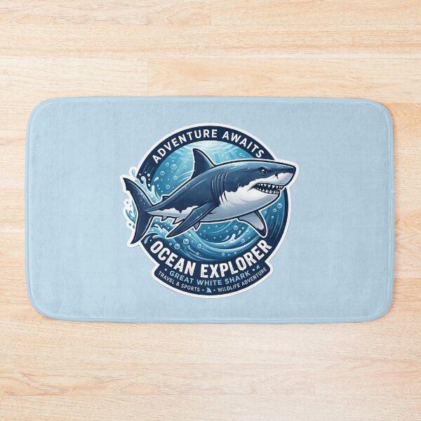 Item preview, Great White Shark Ocean Explorer Sticker | Adventure Awaits Shark Design | Marine Life Travel Graphic | Ocean Wildlife Gift designed and sold by Bhaskar Digital Art.