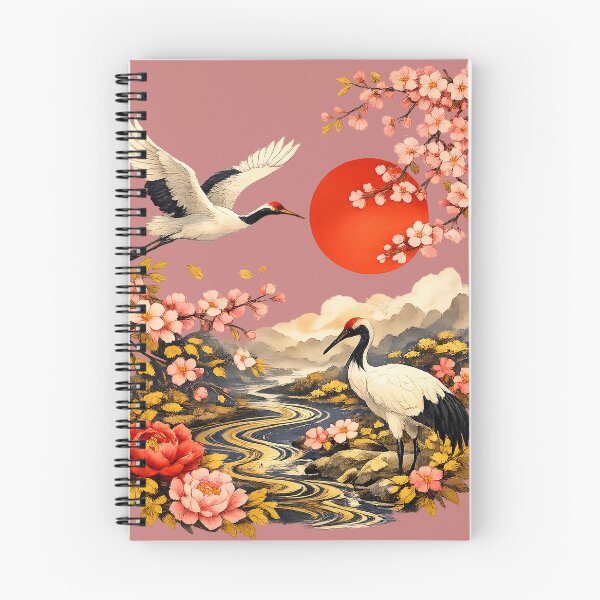 Item preview, Japanese Crane Garden – Elegant Sakura & Sun Design designed and sold by SMPCreations.