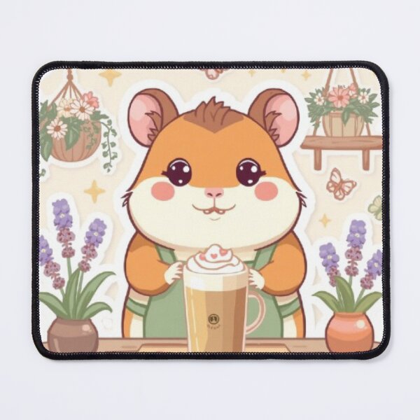 Item preview, Cute Flower Café Hamster | Cozy Garden Coffee Sticker designed and sold by Stylestickers55.