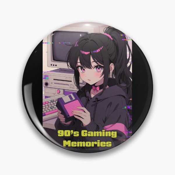 Item preview, 90s Gaming Memories Anime Girl Retro Computer | Nostalgia Gamer Sticker designed and sold by Amber Sky Creations.